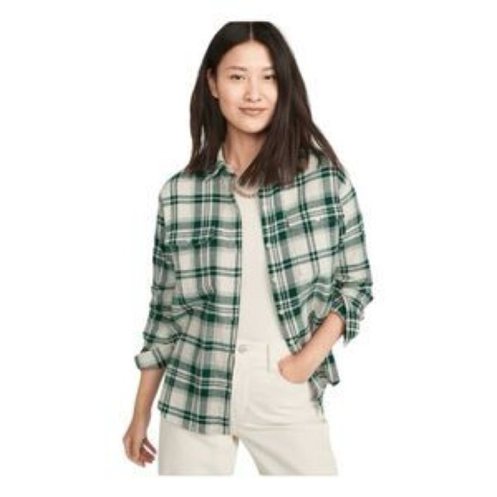 Old Navy Green Plaid Button Down Shirt